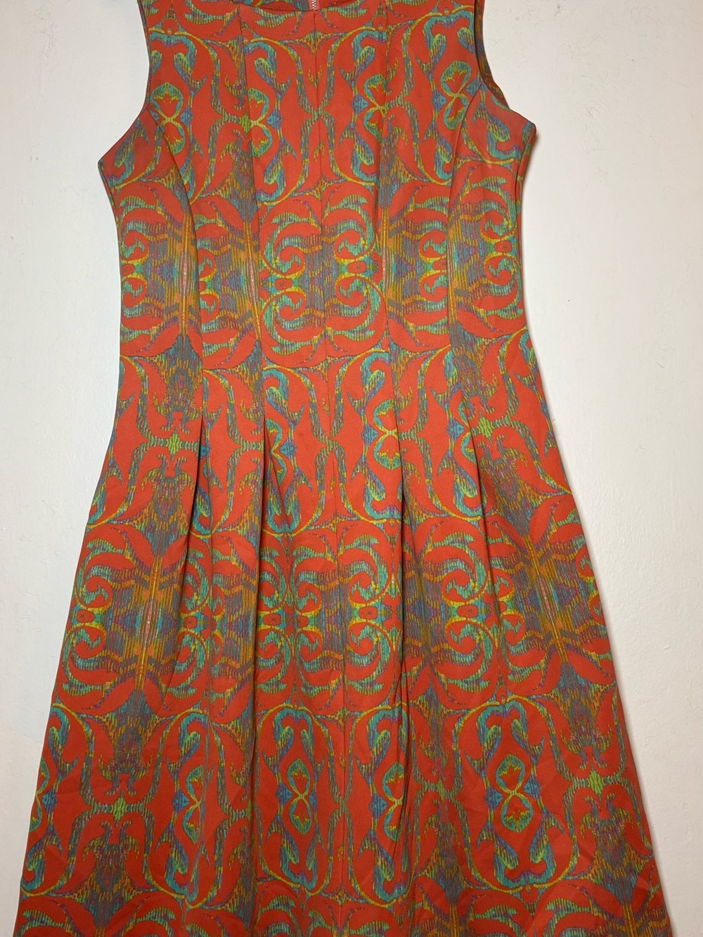 Gabby Skye Orange Multicolor Midi Dress